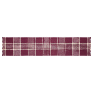 Eston Burgundy Tan Plaid Runner 12x60 - The Fox Decor